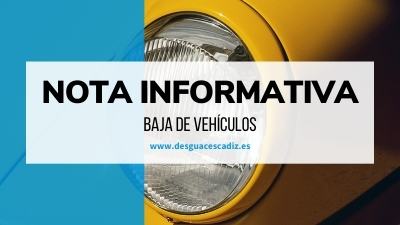 Nota informativa baja definitiva de coches